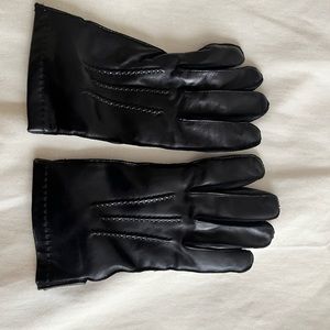 Men’s black leather cashmere lined gloves